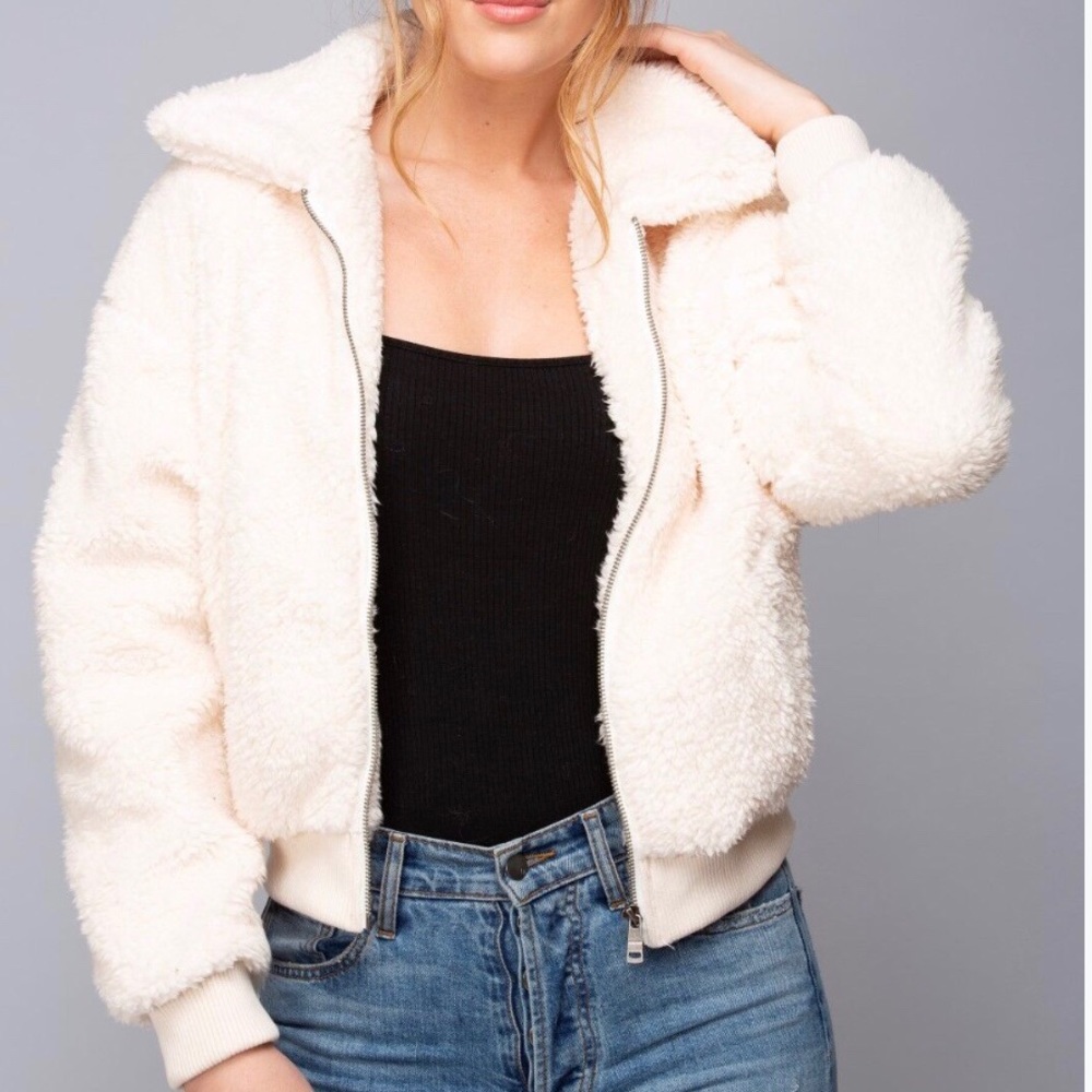 Crop Bear/ Sherpa Coat Jacket X-Large